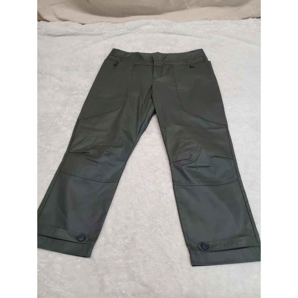NWT Zara Dark Green Straight Leg Cropped Pants Large Boho Utility Casual